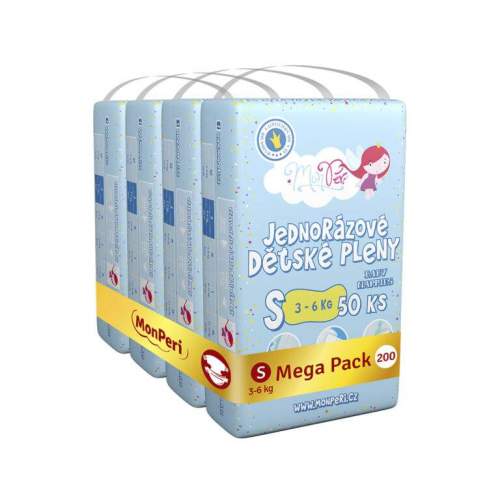 MonPeri Klasik Mega Pack S 3-6kg Eko Jednorázové dětské pleny 200ks