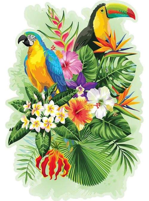 Tropičtí ptáci, dřevěné, 300 dílků