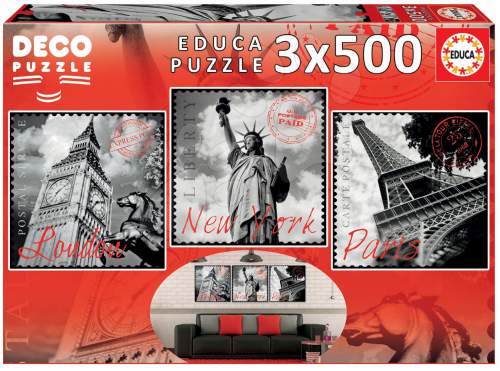 Educa puzzle Deco Big Cities 3x500 dílů