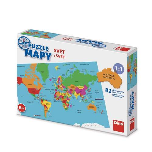 Dino Puzzle Mapa Světa 82 dílků