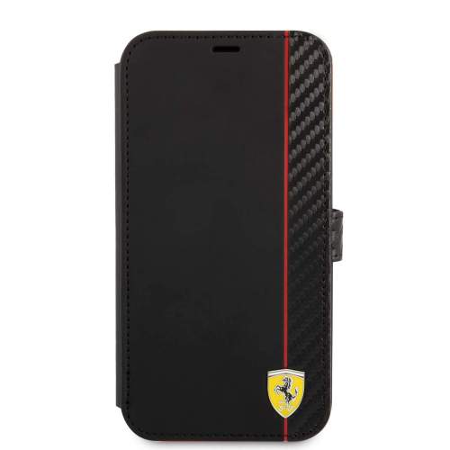 Ferrari FESAXFLBKP13SBK Smooth and Carbon Effect Book Pouzdro pro iPhone 13 Mini Black