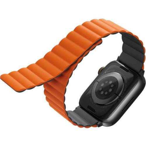 UNIQ Revix oboustranný řemínek pro Apple Watch 45/44/42mm Charcoal (šedý/oranžový)