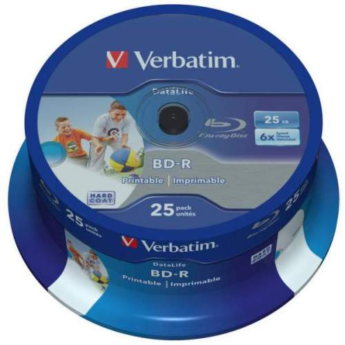 VERBATIM BD-R SL DataLife 25GB, 6x, printable, spindle 25 ks (43811)