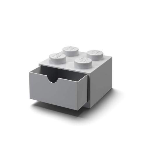 LEGO stolní box 4 se zásuvkou šedá