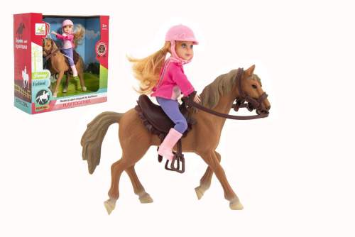 Teddies Kůň + panenka žokejka plast 20cm v krabici 23x23x9,5cm