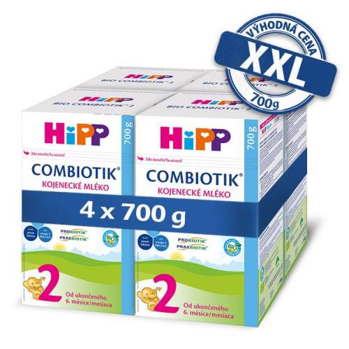 HiPP BIO Combiotik 2, od uk. 6. měsíce,  4× 700 g