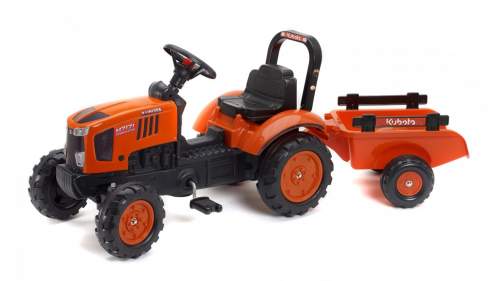 Alltoys Falk Traktor Kubota M7171 s valníkem oranžový