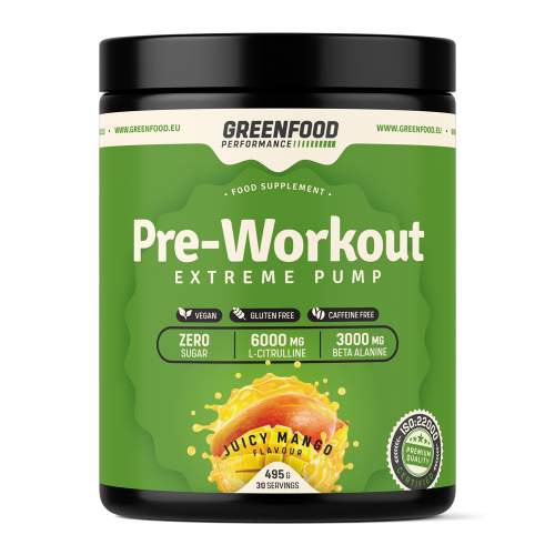 GREENFOOD NUTRITION Performance pre-workout 495 g šťavnaté mango