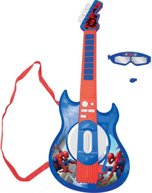 Hudební hračka Lexibook Spider-Man Elektronická svítící kytara s mikrofonem ve tvaru brýlí