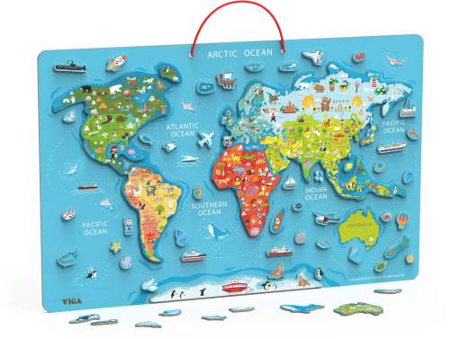 Dřevěná hračka Dřevěná mapa světa s tabulí