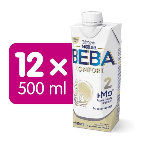 BEBA COMFORT 2 HM-O, pokračovací tekutá mléčná výživa, 12x 500 ml