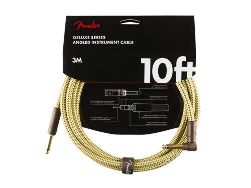 FENDER Deluxe Series Instrument Cable, Straight/Angle, 10', Tweed