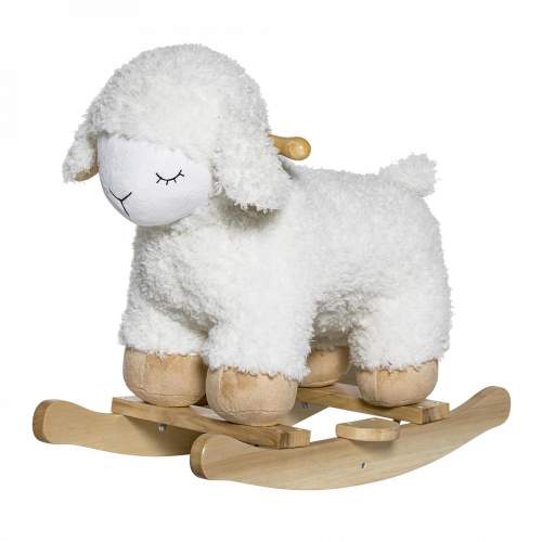 Bloomingville Houpací ovečka pro děti, bílá barva, dřevo