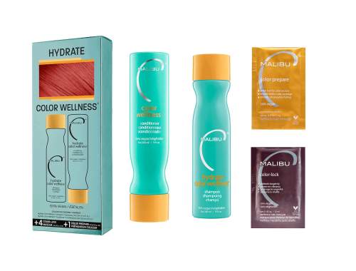 Malibu Hydrate Color Wellness Collection šampon 266 ml + kondicionér 266 ml + wellness sáčky 5 kusů