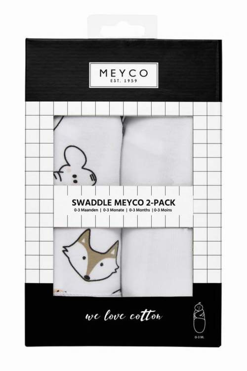 Meyco 2-balení 0-3m Animal/Uni white