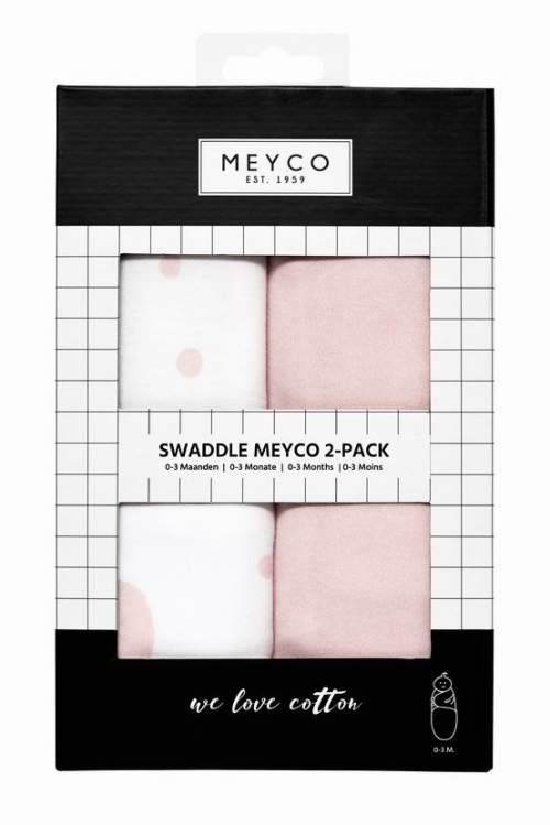 Meyco 2-balení 0-3m Dots pink / Uni light pink
