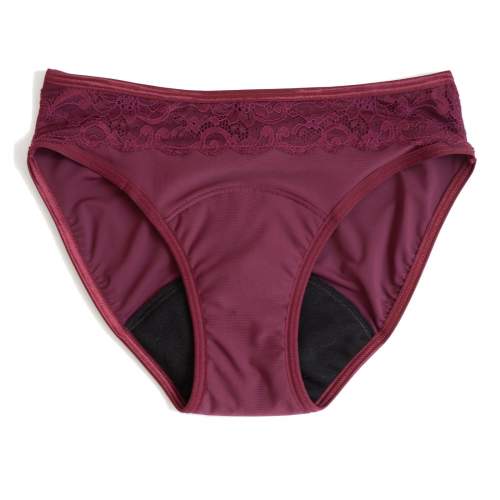 SAYU Menstruační kalhotky Klasické s krajkou bordó Velikost: 38