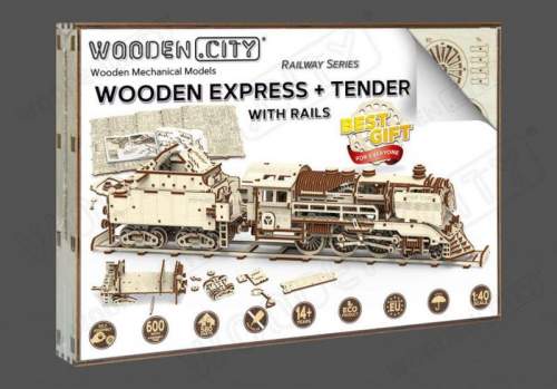 Wooden City Puzzle 3D Vlak vagon, dřevěné