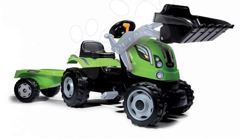 Smoby Šlapací traktor Farmer Max se lžící a vozíkem zelený