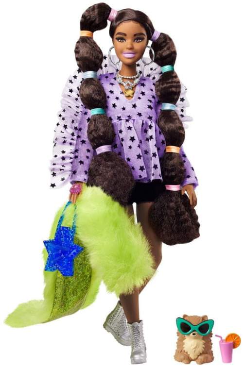 Mattel Barbie extra stylová dlouhovláska se zeleným boa a mazlíčkem | GXF10 GXF10