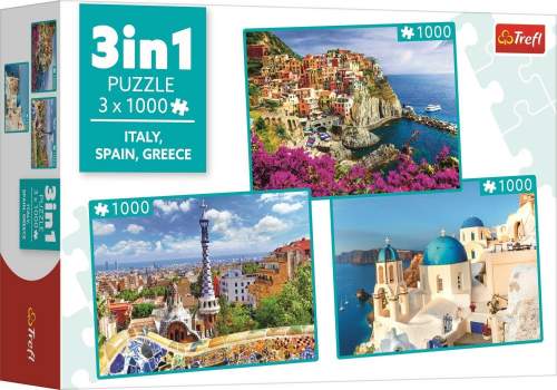 TREFL Puzzle Itálie, Španělsko, Řecko 3x1000 dílků