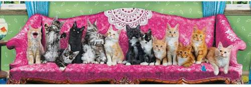 EUROGRAPHICS Panoramatické puzzle Kočky na kočičí pohovce 1000 dílků