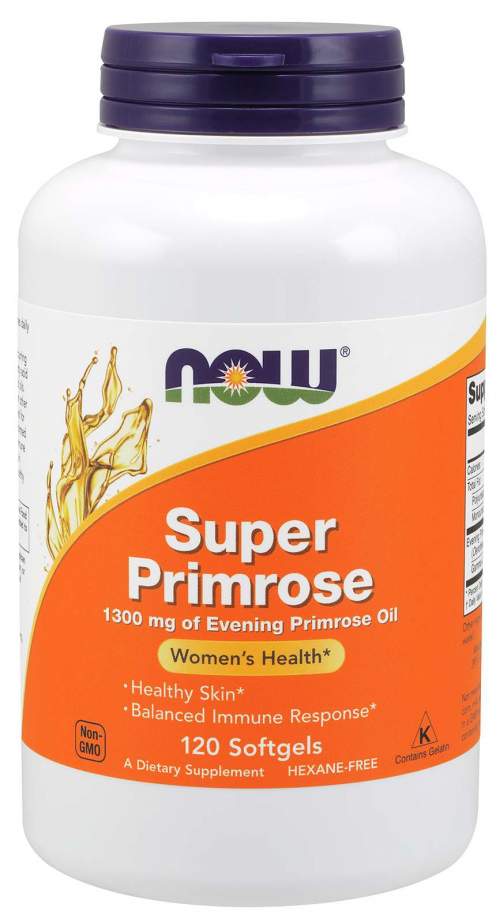 NOW Foods NOW Super Primrose (pupalka dvouletá), 1300 mg x 120 softgelových kapslí