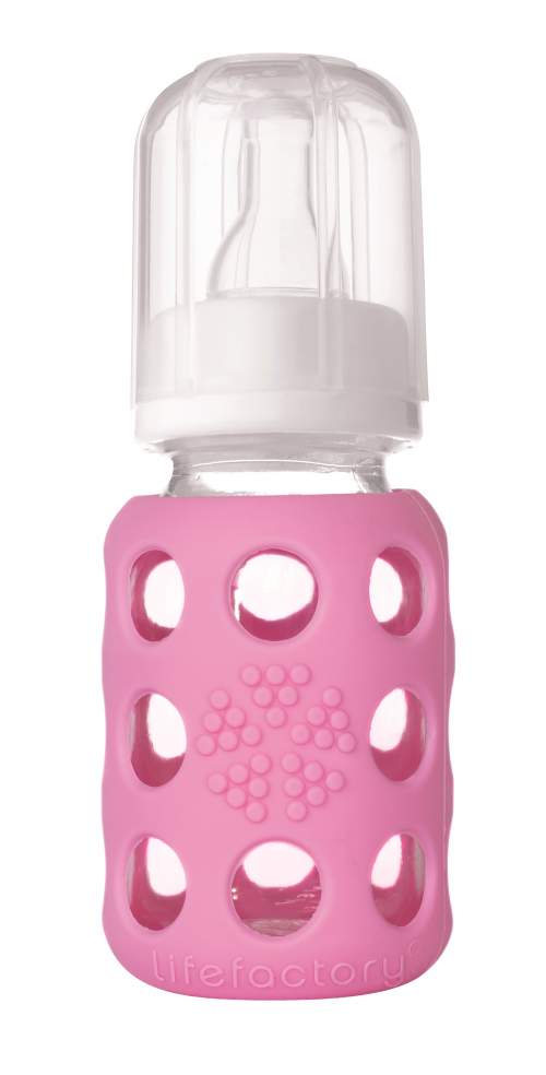 LIFEFACTORY Skleněná lahvička pink 120 ml