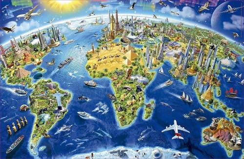 EDUCA Miniaturní puzzle Svět 1000 dílků