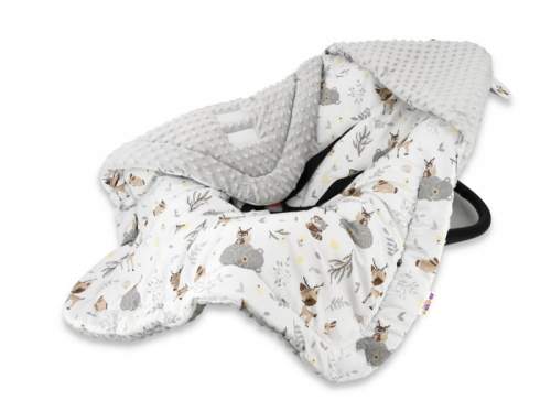 Baby Nellys Oteplená zavin. deka s kapucí minky+bavlna, 90 x 90 cm