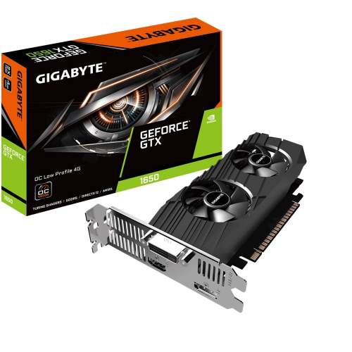 GIGABYTE VGA NVIDIA GeForce GTX 1650 OC 4G, Low Profile 4GB GDDR5, 1x HDMI, 1x DP, 1xDVI - GV-N1650OC-4GL