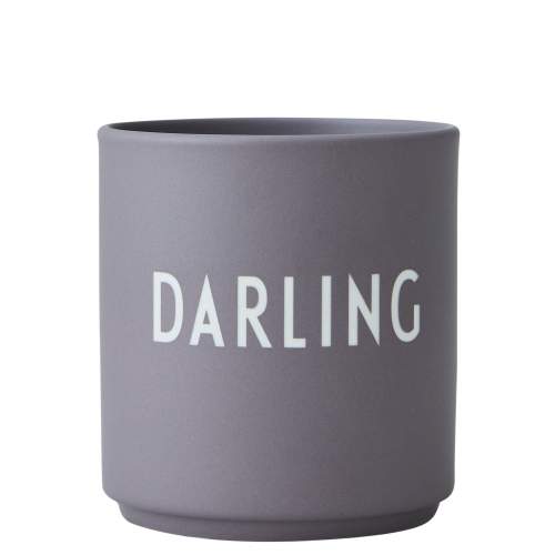 Šedý porcelánový hrnek Design Letters Darling, 300 ml