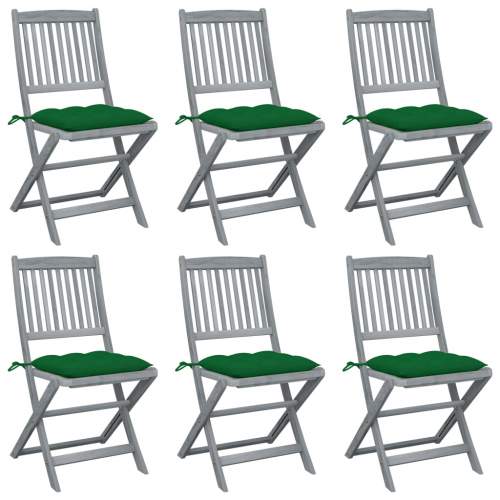 Shumee Skládací zahradní židle s poduškami 6 ks masivní akáciové dřevo