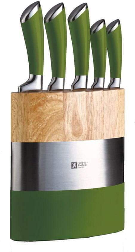Amefa Sada nožů a blok Fusion 5 ks zelená