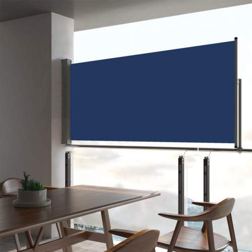 SHUMEE Zatahovací boční markýza / zástěna na terasu 60 x 300 cm modrá (48356)