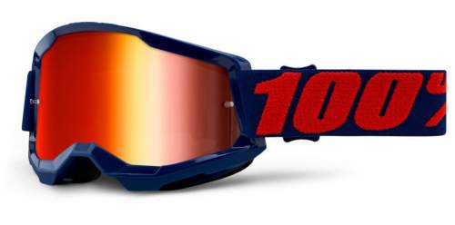 Motokrosové brýle 100% Strata 2 Mirror, Masego, zrcadlové červené plexi