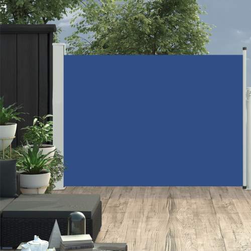 SHUMEE Zatahovací boční markýza/zástěna na terasu 100 x 500 cm modrá (48384)