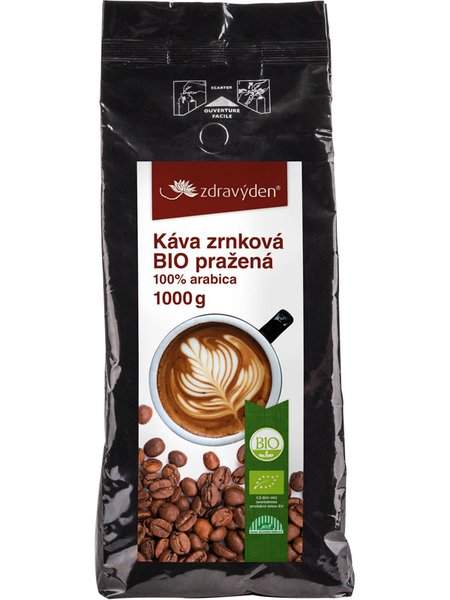 Káva zrnková BIO pražená 1000g Zdravý den