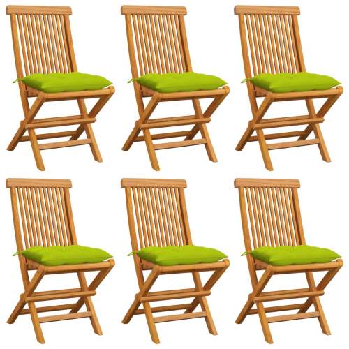 VIDA Zahradní židle s jasně zelenými poduškami 6 ks masivní teak