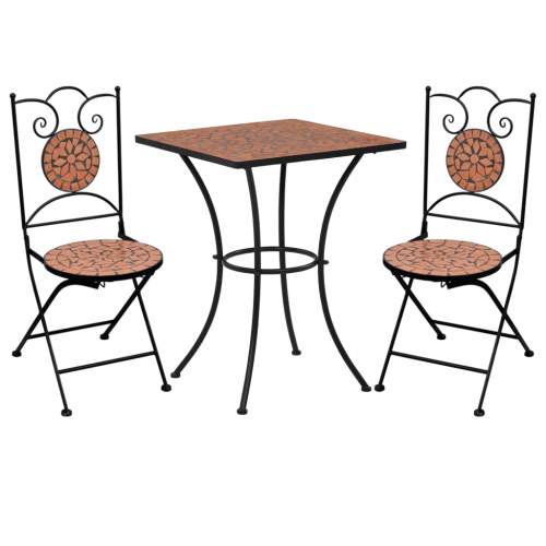 VIDA 3dílný mozaikový bistro set keramický terakotový