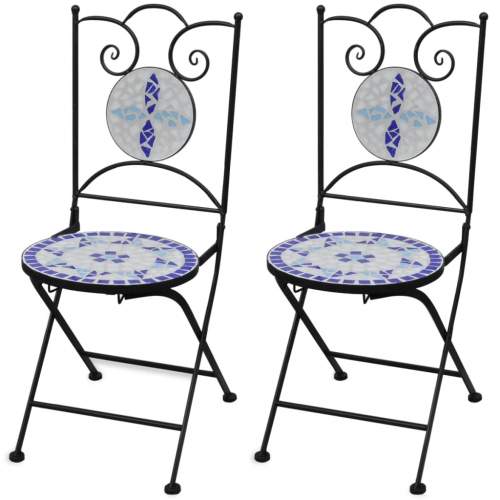 VIDA Skládací bistro židle 2 ks keramické modré a bílé