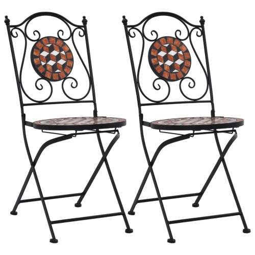 VIDA Mozaikové bistro židle 2 ks hnědé keramika