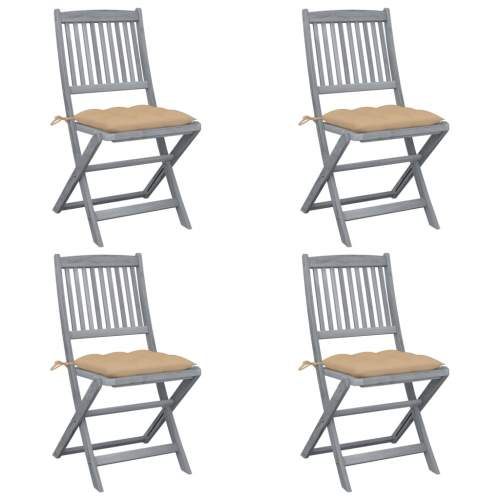 Shumee Skládací zahradní židle s poduškami 4 ks masivní akáciové dřevo