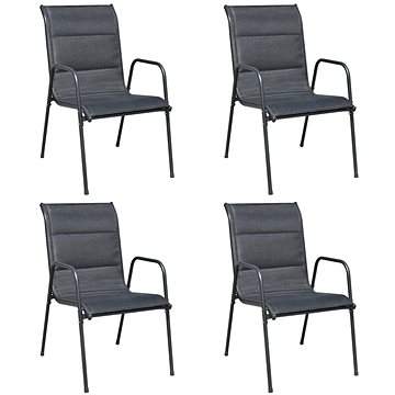 VIDA Stohovatelné zahradní židle 4 ks ocel a textilen černé