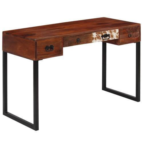 VIDA Psací stůl masivní sheeshamové dřevo a pravá kůže 117x50x76 cm
