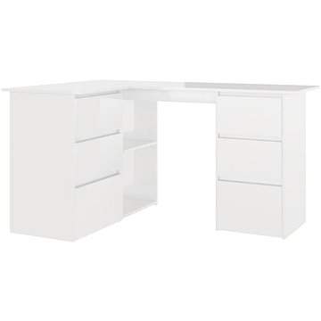 VIDA Rohový psací stůl bílý vysoký lesk 145x100x76 cm dřevotříska