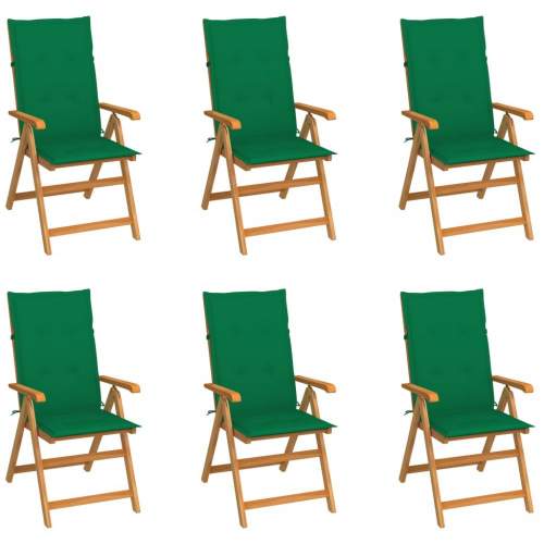 VIDA Zahradní židle 6 ks se zelenými poduškami masivní teak