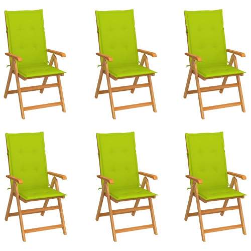 VIDA Zahradní židle 6 ks s jasně zelenými poduškami masivní teak