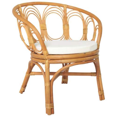VIDA Jídelní židle s poduškou hnědá přírodní ratan a lněné plátno