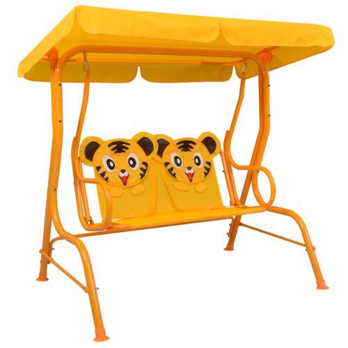 VIDA Dětská houpací lavice žlutá 115 x 75 x 110 cm textil